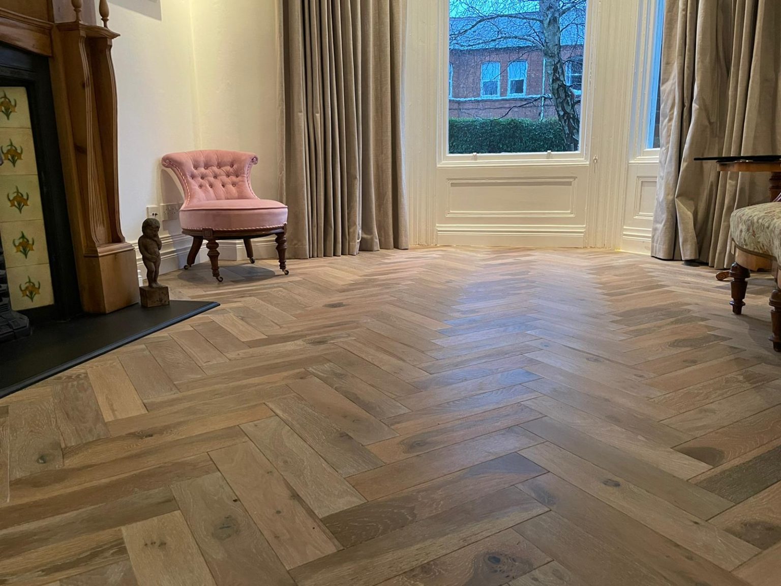 Herringbone Engineered Flooring, Belfast. Completed 2021. Choice