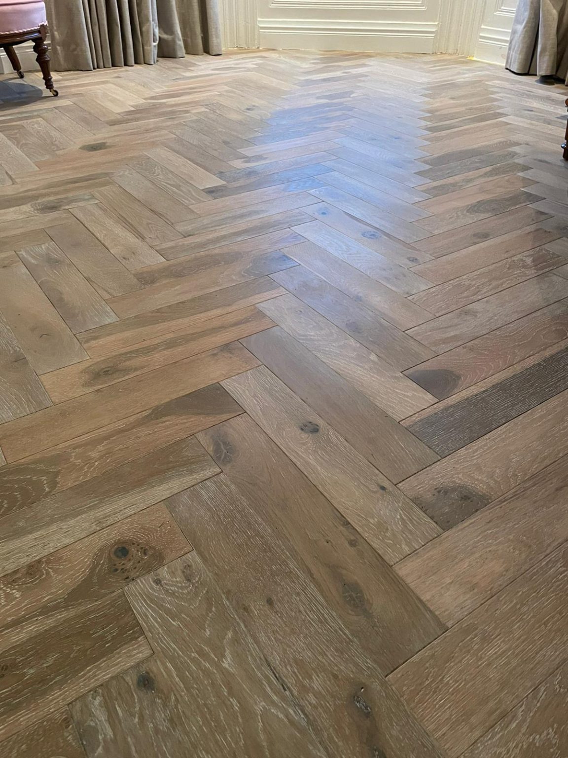 Herringbone Engineered Flooring, Belfast. Completed 2021. Choice Interiors